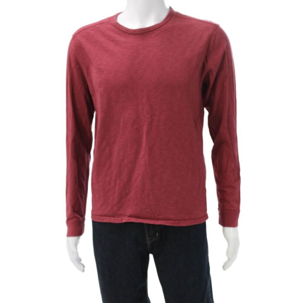 J Crew Mens Red Long Sleeve Crew Neck Classic T-Shirt 100% Cotton Size M
